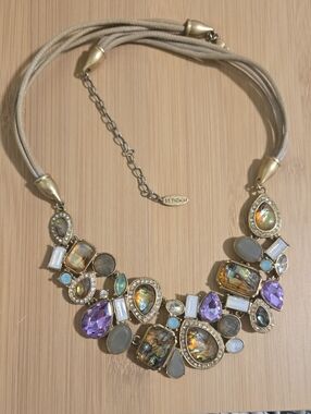Multicolor Statement Necklace - Gold Tone